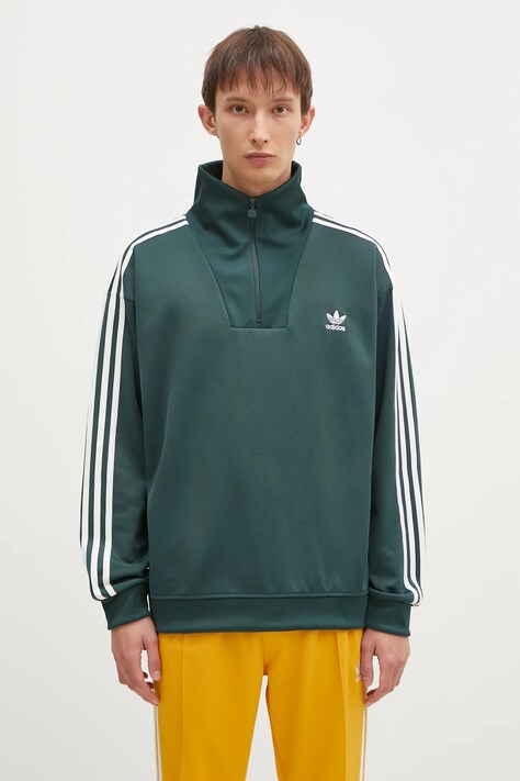 adidas Originals sweatshirt Funnelneck Tracktop men's green color with an application IZ2502