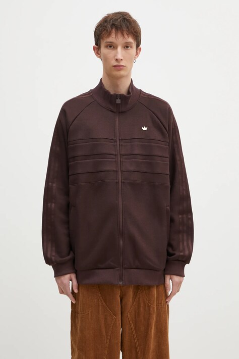 Mikina s prímesou vlny adidas Originals Archive Tracktop hnedá farba, jednofarebná, IZ3271