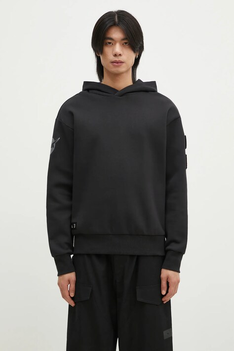 Кофта adidas Juventus x NASA Seasonal Doubleknit Hoodie мужская цвет чёрный с капюшоном с аппликацией JE3129
