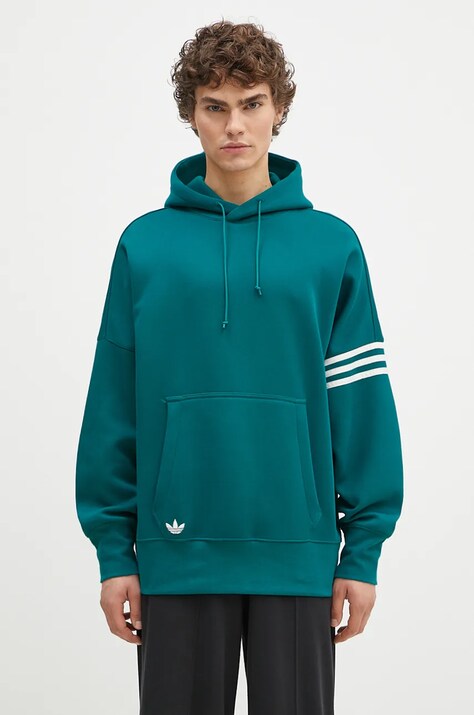 Dukserica adidas Originals Neuclassics C Hoodie za muškarce, boja: zelena, s kapuljačom, s aplikacijom, JF9140