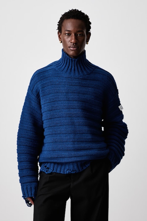 MM6 Maison Margiela Golf męski z wełną niebieski SH0HA0004.M13040