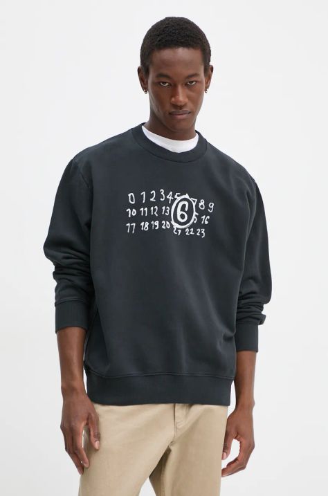 MM6 Maison Margiela cotton sweatshirt men's black color with a print SH2GU0011.M25004