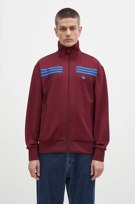Dukserica adidas Originals 70s Track Top za muškarce, boja: bordo, s aplikacijom, JN5963