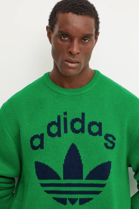 adidas Originals pulover Knit Crewneck bărbați, culoarea verde, JN5966
