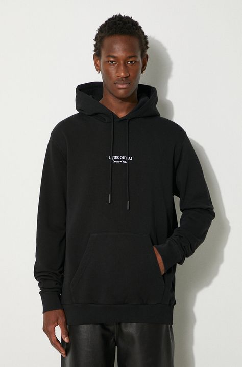 Βαμβακερή μπλούζα Marcelo Burlon Que Onda Regular Hoodie χρώμα: μαύρο, με κουκούλα, CMBB007F24FLE0061001