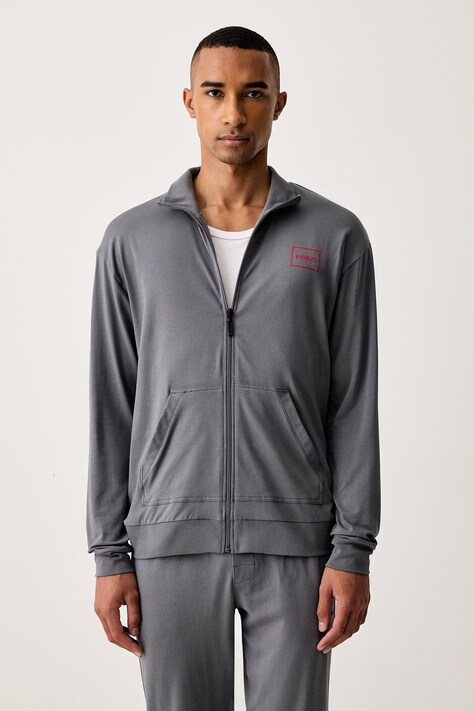 HUGO Dukserica loungewear muška od pamuka s elastanom Laze Zip Jacket siva 50525245