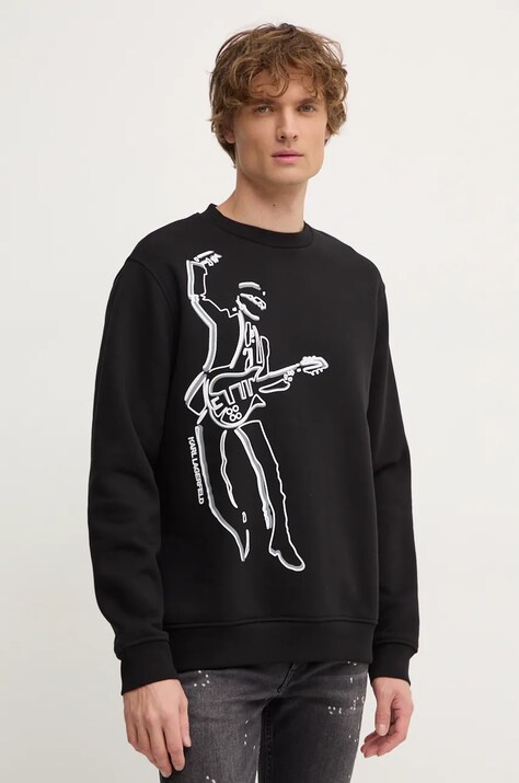 Dukserica Karl Lagerfeld za muškarce, boja: crna, s tiskom, 544908.705447