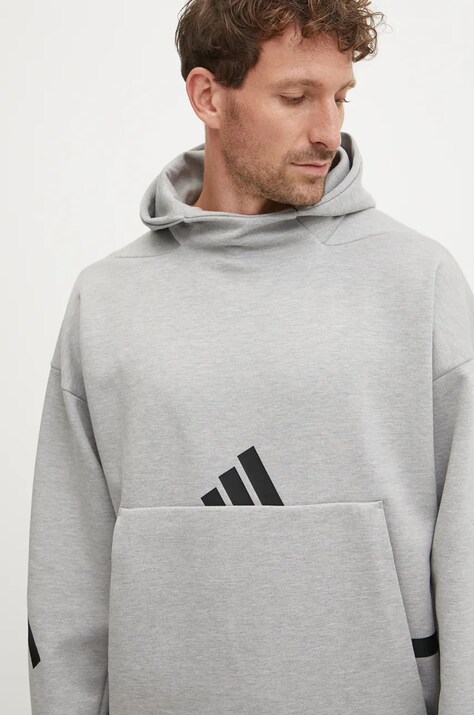 Μπλούζα adidas ZNE χρώμα: γκρι, με κουκούλα, JE3070