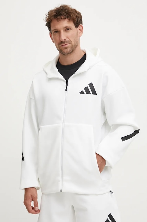 adidas felpa ZNE uomo colore bianco con cappuccio con applicazione JF2443