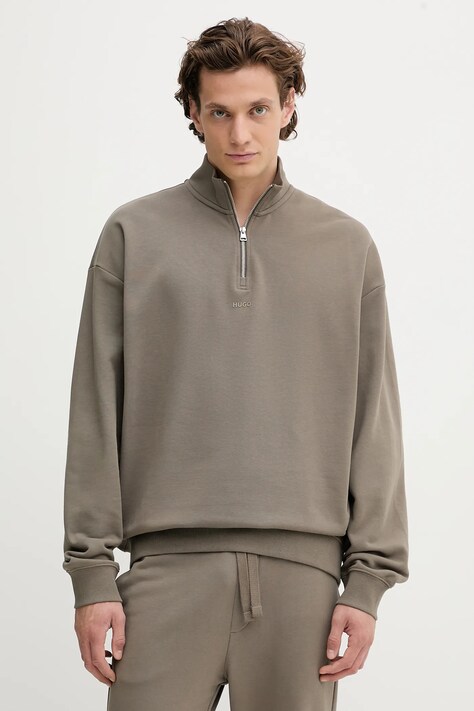 HUGO hanorac de bumbac culoarea violet, uni, 50525881