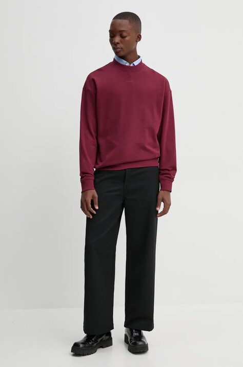 HUGO кофта чоловіча бавовняна Dapocrew — AW24-BLM0ZM, бордо — фото 2
