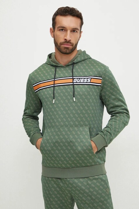 Guess bluza barbati, culoarea verde, cu glugă, modelator, Z4BQ30 FL04Q