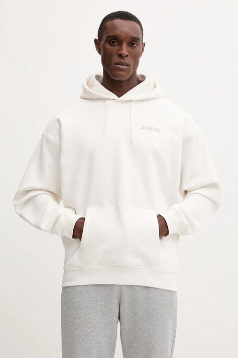 Guess bluza EMIS męska kolor kremowy z kapturem Z4YQ00 K9V31