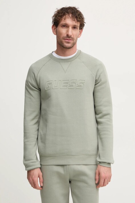 Guess bluza barbati, culoarea verde, cu imprimeu, Z4YQ16 K9V31