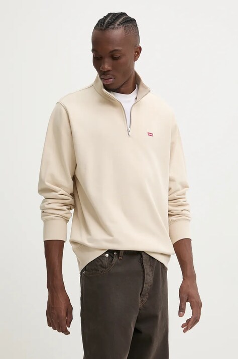 Levi's hanorac de bumbac barbati, culoarea bej, neted, A8606