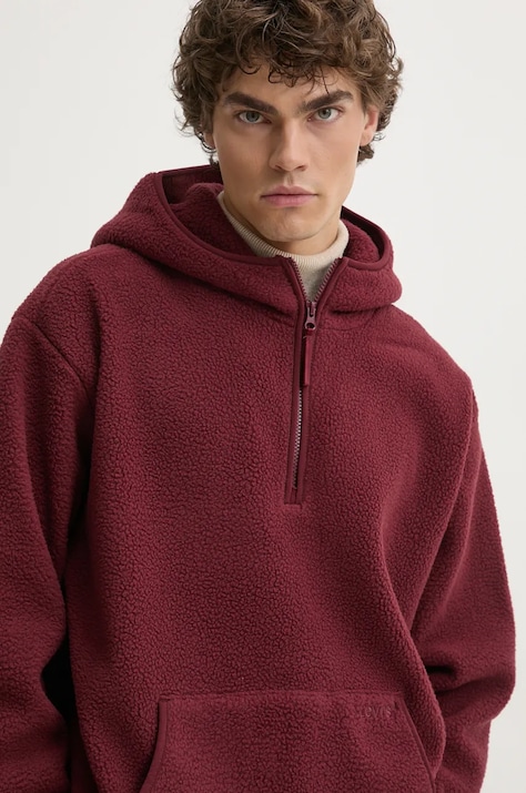 Levi's hanorac fleece culoarea rosu, cu glugă, neted, A8611