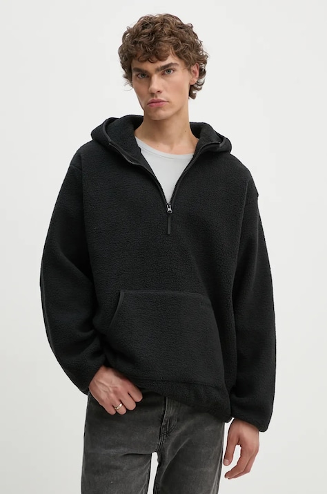 Levi's hanorac fleece culoarea negru, cu glugă, neted, A8611