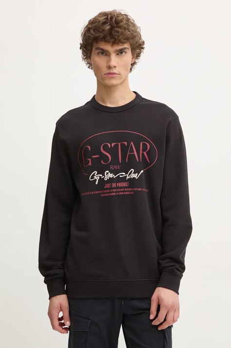 G-Star bluză bărbați, culoarea negru, cu imprimeu, D25100-D257
