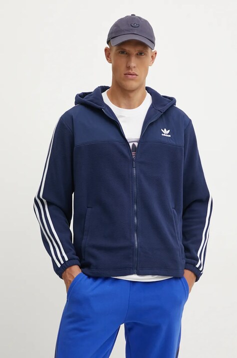 adidas Originals felpa uomo colore blu con cappuccio con applicazione IZ2486