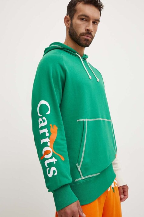 Кофта Puma PUMA X CARROTS Graphic Hoodie TR мужская цвет зелёный с капюшоном узор 627445