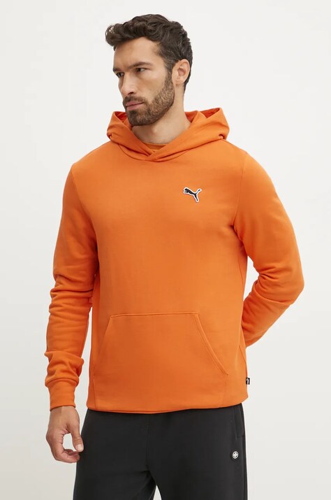 Puma hanorac de bumbac BETTER ESSENTIALS barbati, culoarea portocaliu, cu glugă, neted, 676814