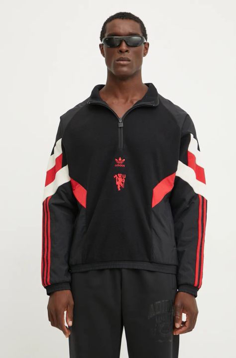 Поларен суичър adidas Originals x Manchester United в черно с десен IS6528