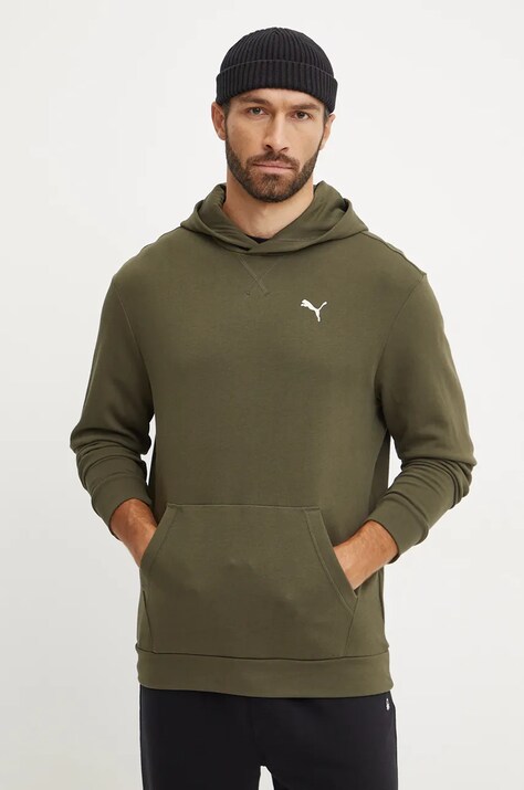 Кофта Puma мужская цвет зелёный с капюшоном с аппликацией 681759