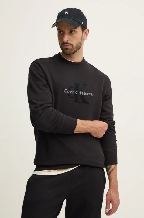 Бавовняна кофта Calvin Klein Jeans чоловіча колір чорний з аплікацією J30J326144