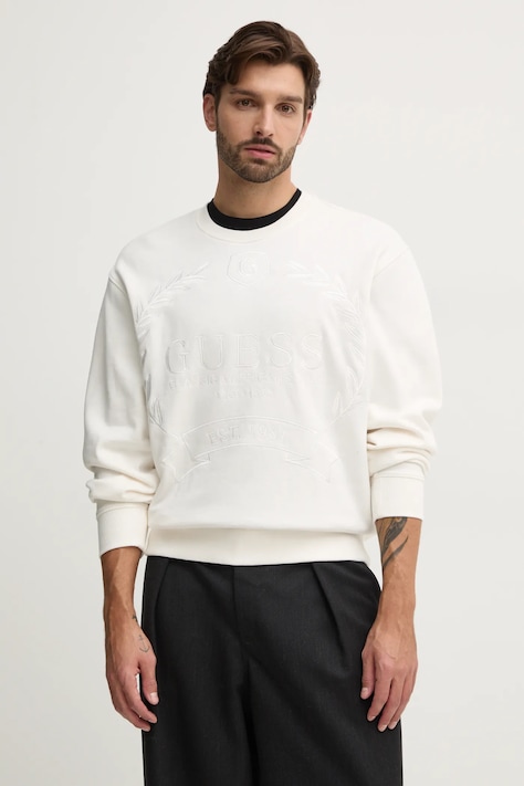Кофта Guess ROY мужская цвет бежевый с аппликацией M4BQ04.K9YH1