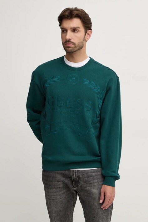 Guess bluza ROY barbati, culoarea verde, cu imprimeu, M4BQ04.K9YH1