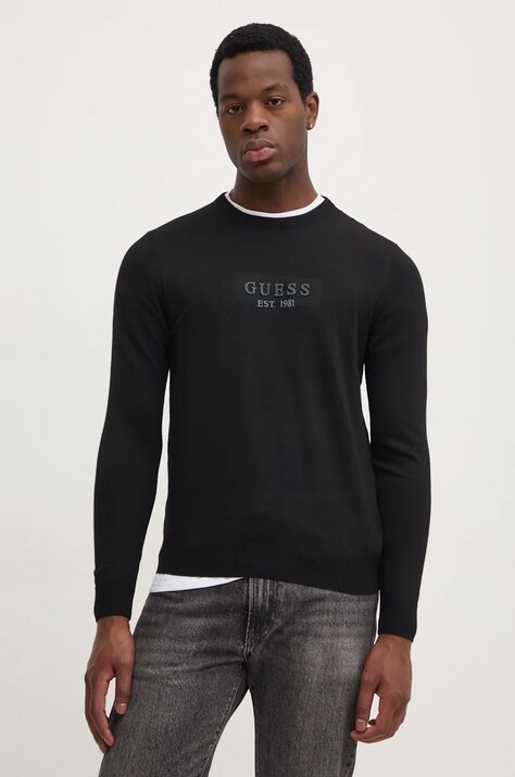 Светр з домішкою вовни Guess DORAN чоловічий колір чорний легкий M4YR04.Z3052