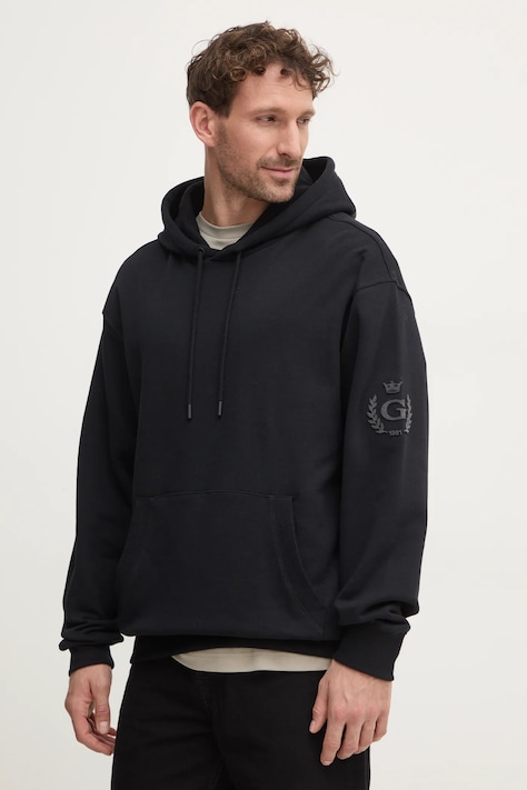 Кофта Guess мужская цвет чёрный с капюшоном с аппликацией M4BQ05.KBJ31