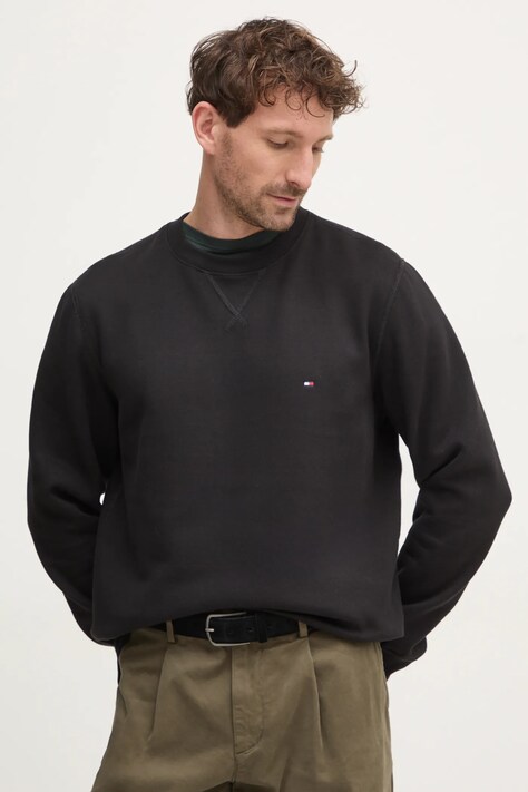 Mikina Tommy Hilfiger pánská, černá barva, hladká, MW0MW37232