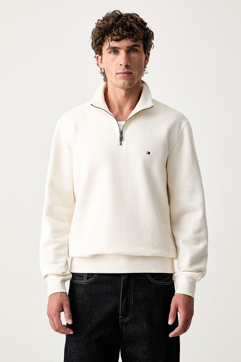 Tommy Hilfiger pulover moški z bombažem bež MW0MW37233
