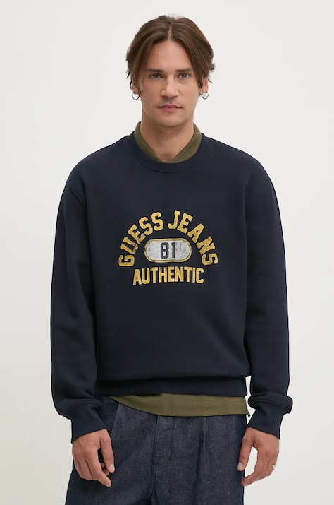 Dukserica Guess Jeans za muškarce, boja: tamno plava, s tiskom, M4BQ06 K9V31