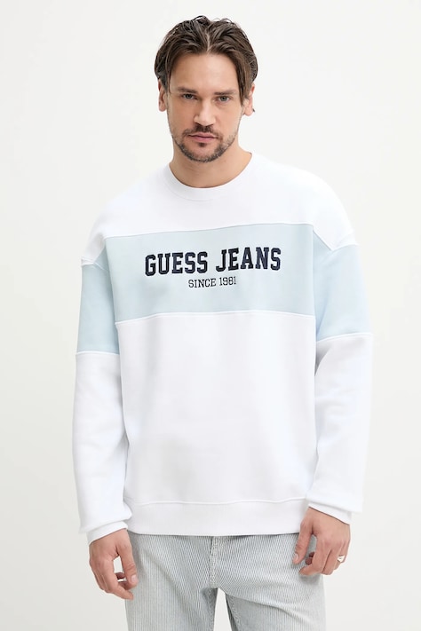 Dukserica Guess Jeans za muškarce, boja: bijela, s uzorkom, M4BQ39 K9V31