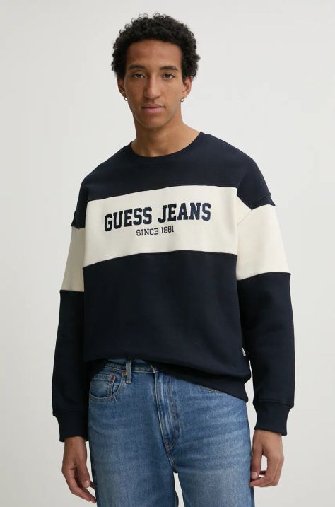 Dukserica Guess Jeans za muškarce, boja: tamno plava, s uzorkom, M4BQ39 K9V31