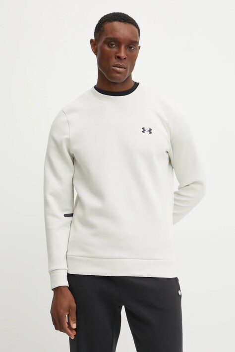Mikina Under Armour Unstoppable Fleece Crew pánská, šedá barva, s potiskem, 1389351