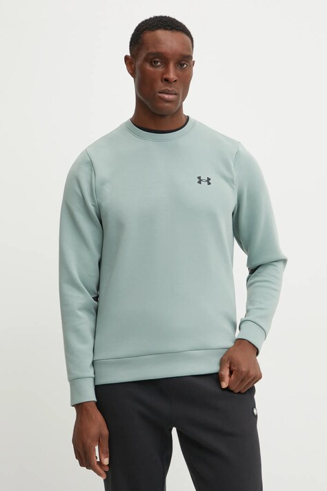 Under Armour bluza Unstoppable Fleece Crew barbati, culoarea verde, cu imprimeu, 1389351