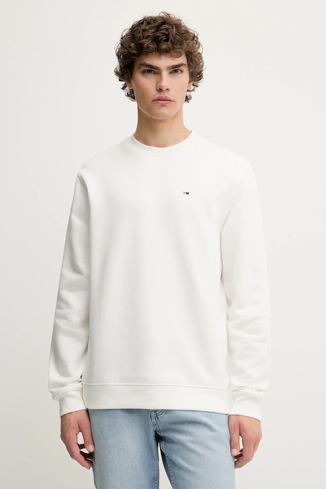 Tommy Jeans bluză culoarea bej, uni, DM0DM20741