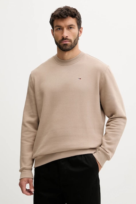 Mikina Tommy Jeans béžová farba, jednofarebná, DM0DM20741