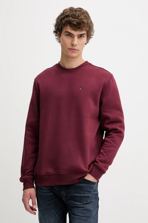Tommy Jeans bluza męska kolor bordowy gładka DM0DM20741