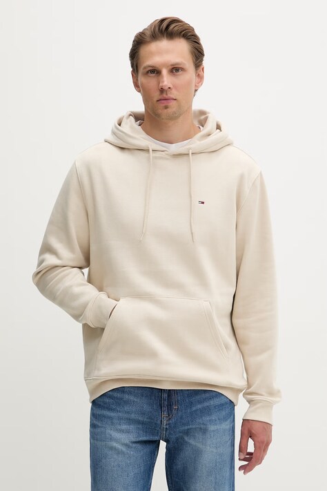 Tommy Jeans Μπλούζα με κουκούλα ανδρική μπεζ DM0DM20742