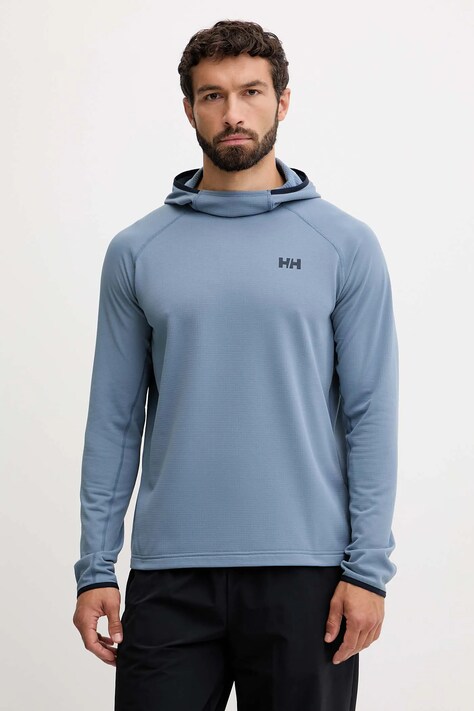 Helly Hansen bluza sportowa Versalite Fleece kolor niebieski z kapturem gładka 49551