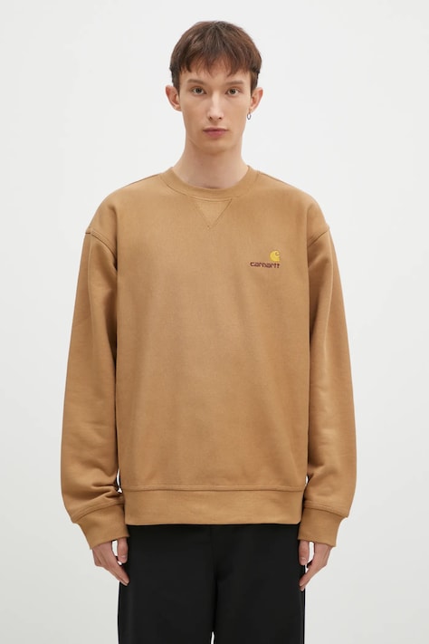 Carhartt WIP sweatshirt American Script Sweat men's brown color smooth I025475.2FSXX