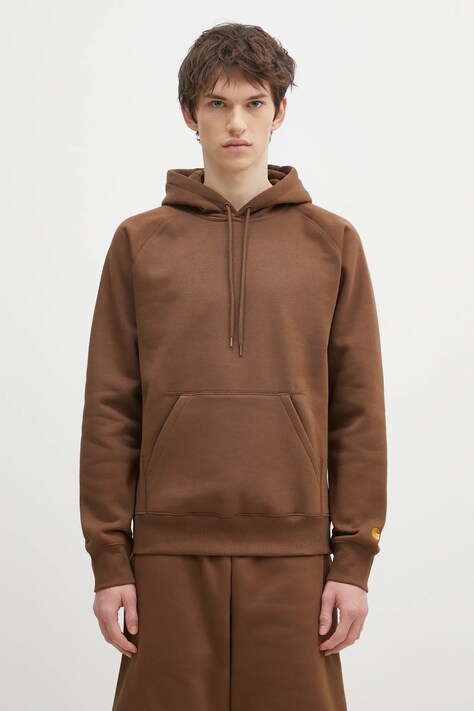 Carhartt WIP bluza Hooded Chase Sweat męska kolor brązowy z kapturem gładka I033661.218XX