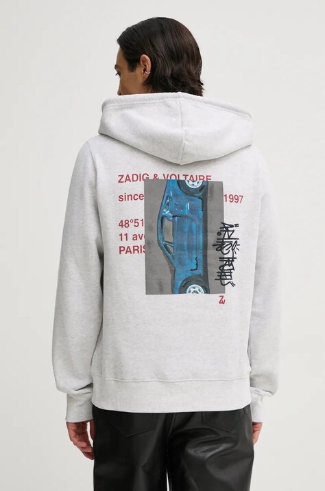 Суичър ZADIG&VOLTAIRE в сиво с качулка с принт JMSS00253