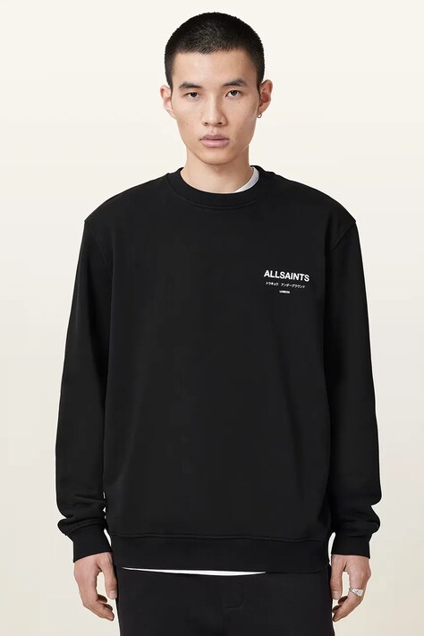 AllSaints bluza bawełniana UNDERGROUND męska kolor czarny z nadrukiem M033NB