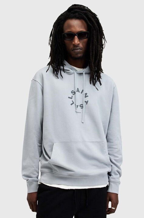 AllSaints hanorac de bumbac TIERRA barbati, cu glugă, cu imprimeu, M036NB