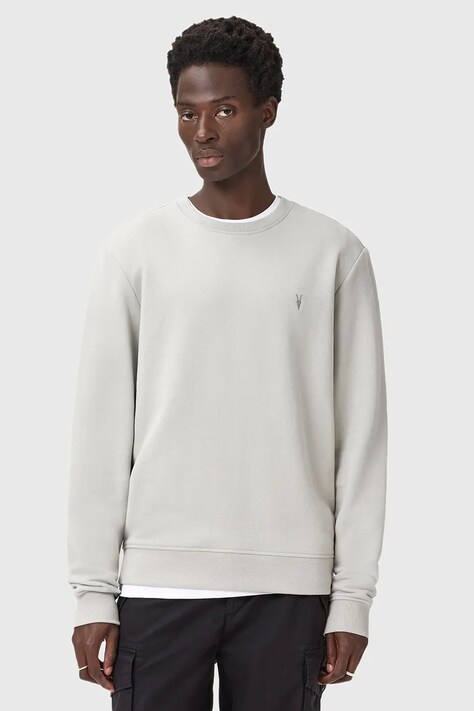 AllSaints bluza bawełniana RAVEN CREW męska kolor szary gładka M037NB